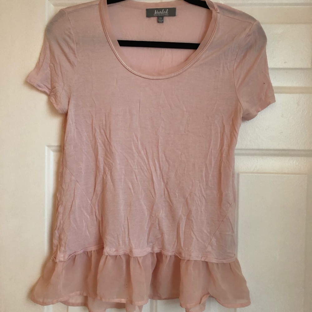 Marled by Revolution Peplum Short Sleeved Top